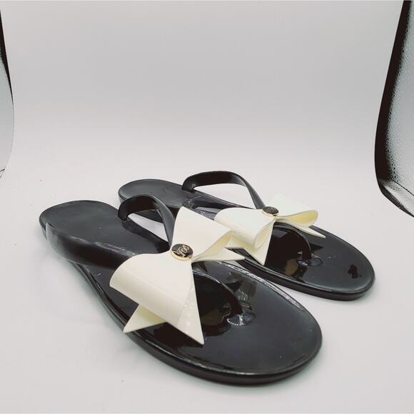 Ted Baker Vanilla Bow Black Jelly Flip Flops Size TB size 7 or 9.5 - Picture 3 of 7